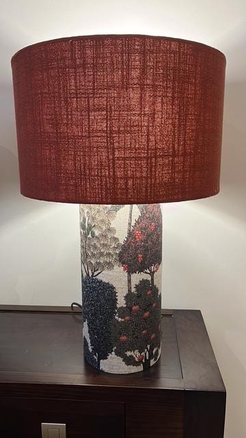 Handmade Linen Table Lamp - Modern Organic Textured Design