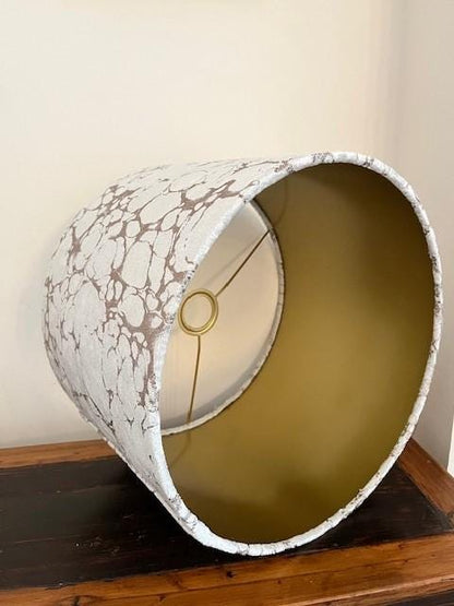 Luxury Velvet Lampshade - Gold Veined Marble Design