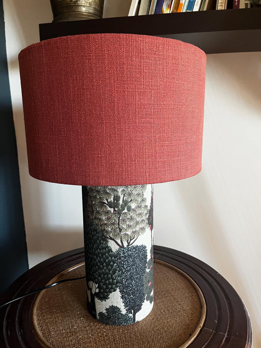 Handmade Linen Table Lamp - Modern Organic Textured Design