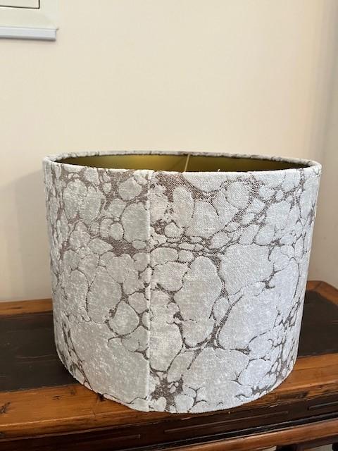 Luxury Velvet Lampshade - Gold Veined Marble Design