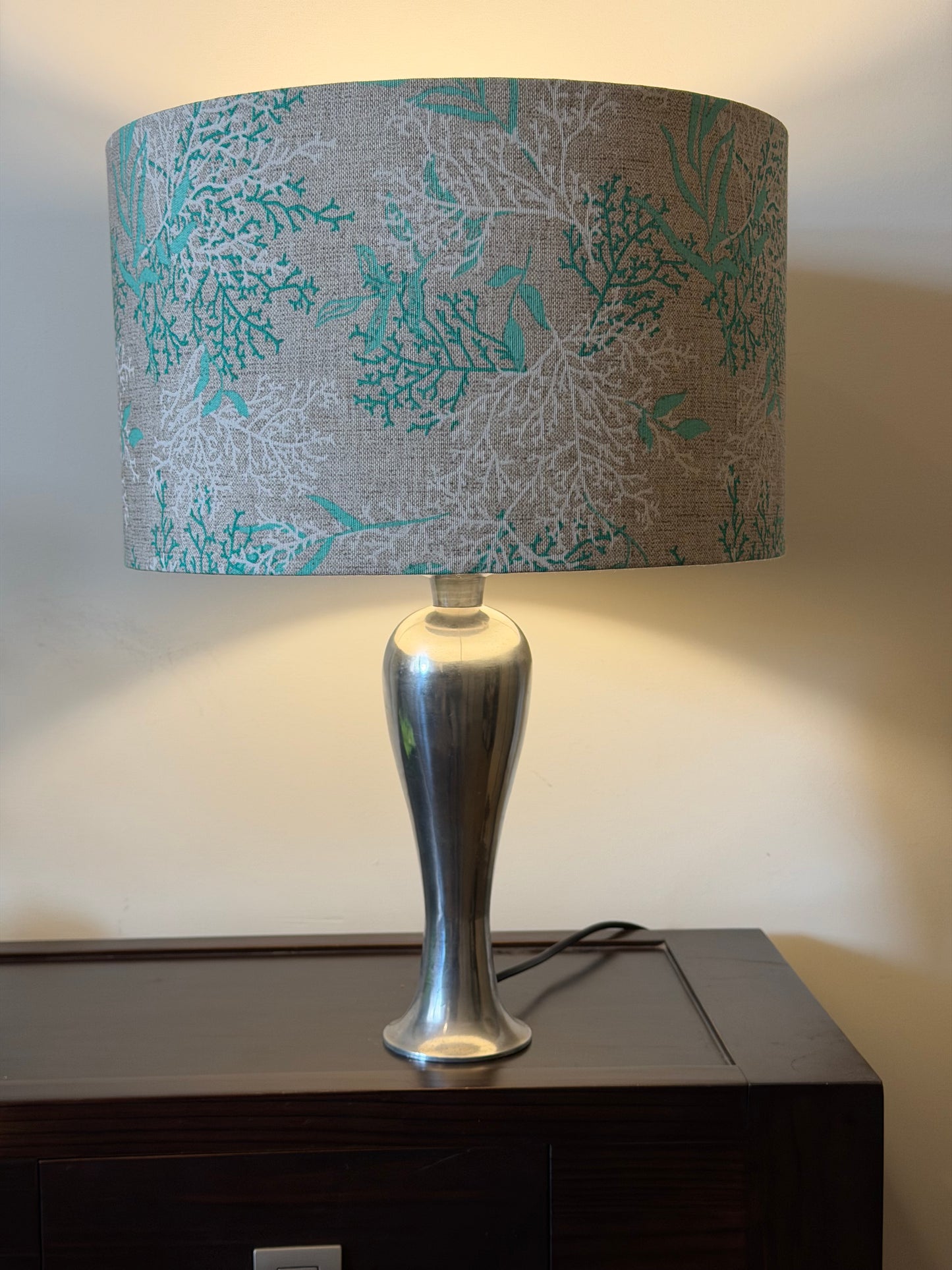 Vintage Chrome Neoclassical Table Lamps – Pair (1990s)
