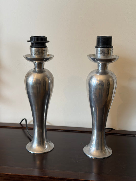 Vintage Chrome Neoclassical Table Lamps – Pair (1990s)