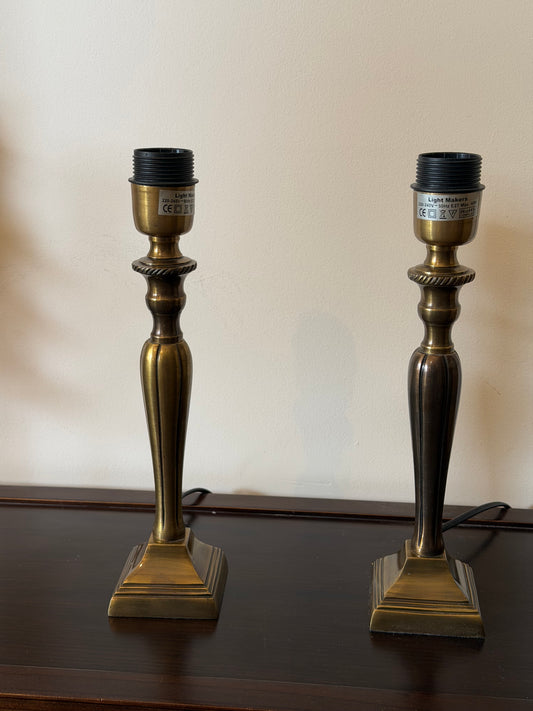 Vintage Light Makers Brass Table Lamps – Art Deco Pair (1970s)