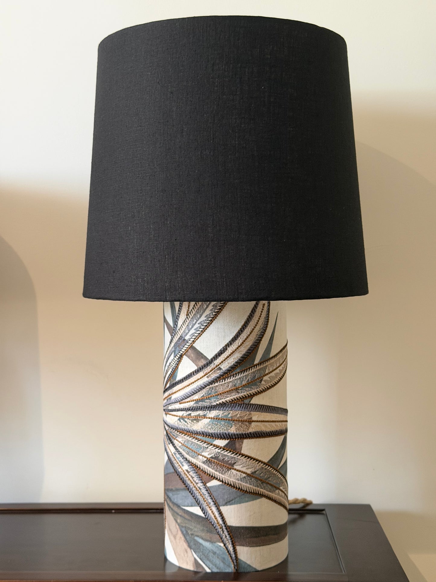 Luxury Fabric Lamp with Linen Shade - Unique Designer Piece
