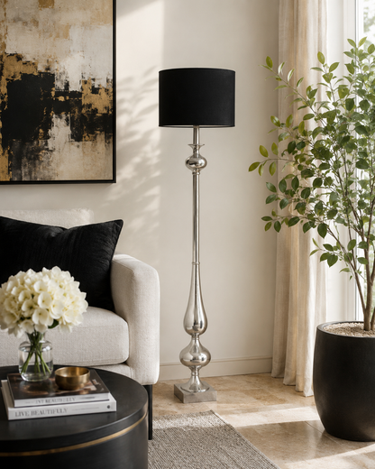 Black Linen Lampshade with Leopard Print Interior – Handmade