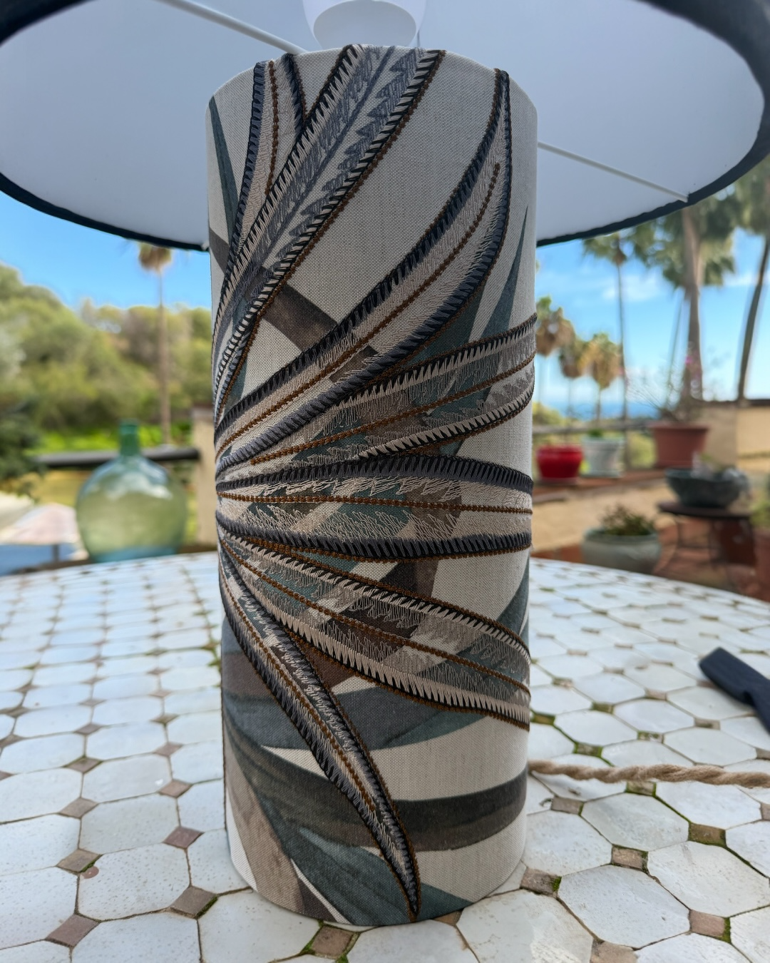 Luxury Fabric Lamp with Linen Shade - Unique Designer Piece