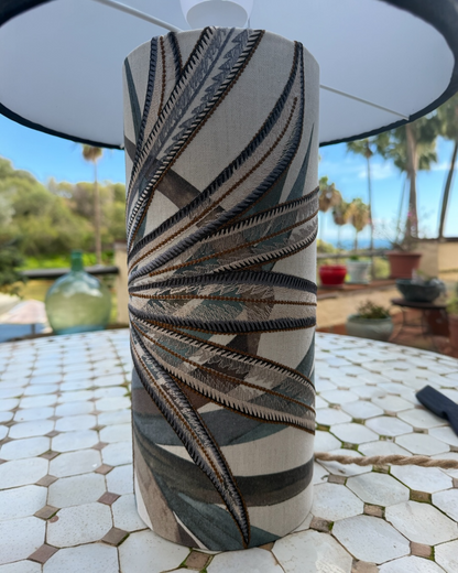 Luxury Fabric Lamp with Linen Shade - Unique Designer Piece