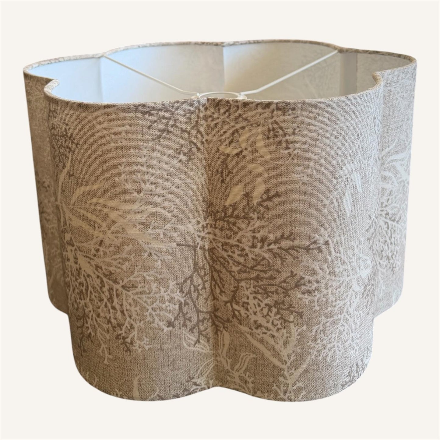 Scalloped  handmade lampshade with Italian fabric