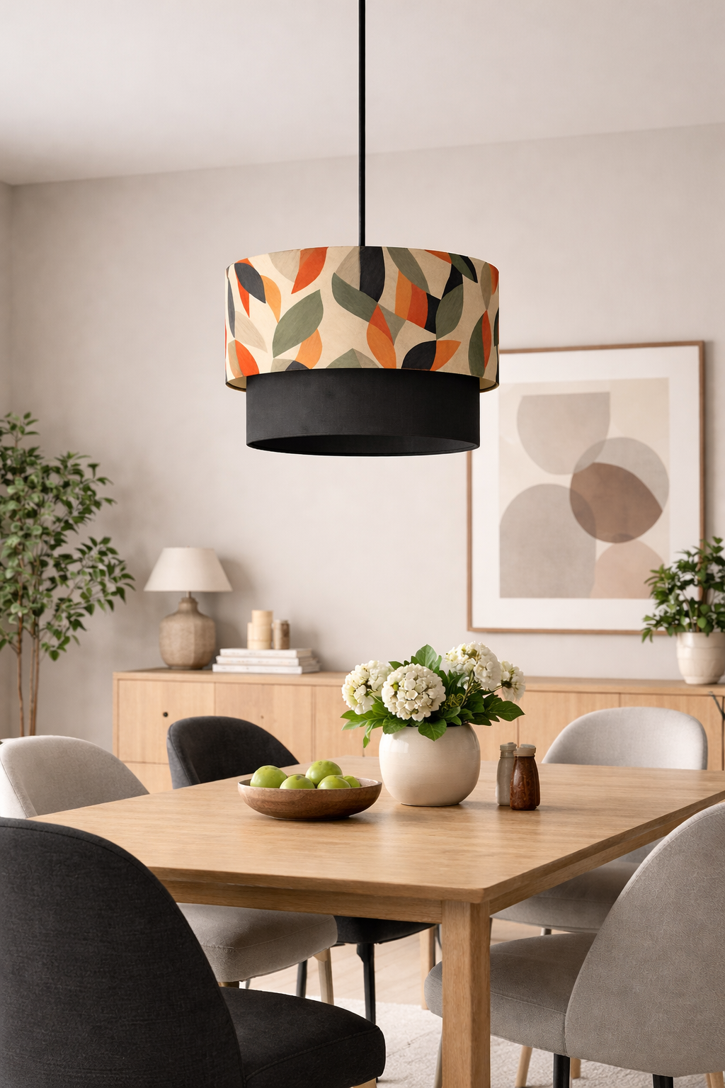 Handmade Tiered Pendant Lampshade - Cotton & Linen (40cm)