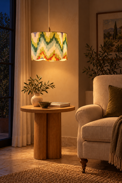 Scalloped Ikat Lampshade in San Leucio fabric