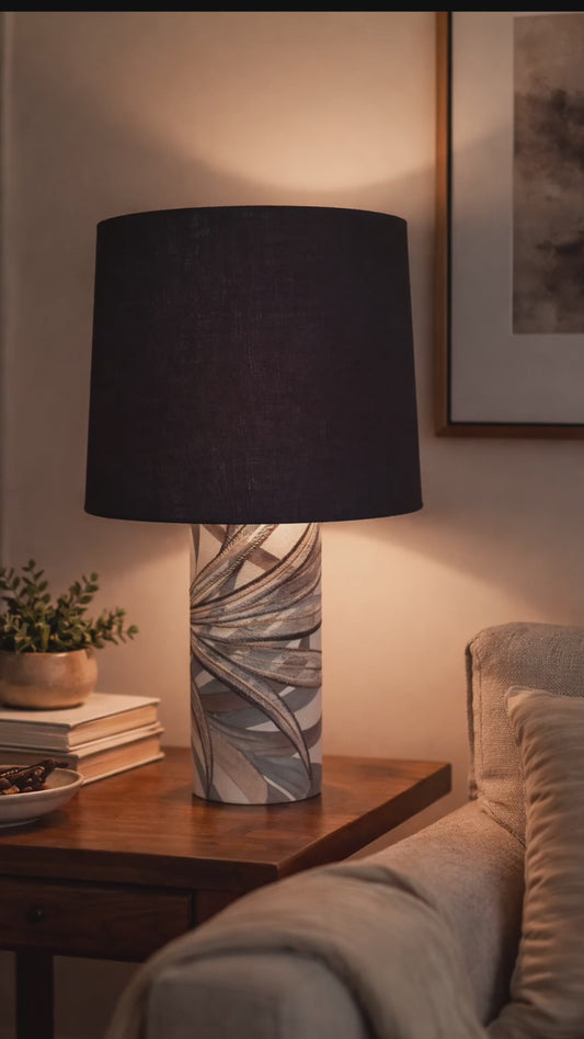 Luxury Fabric Lamp with Linen Shade - Unique Designer Piece