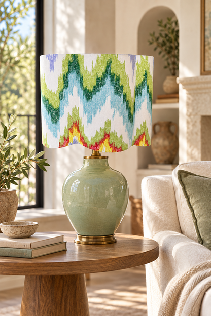 Scalloped Ikat Lampshade in San Leucio fabric