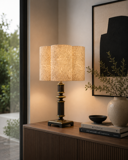 Scalloped  handmade lampshade with Italian fabric